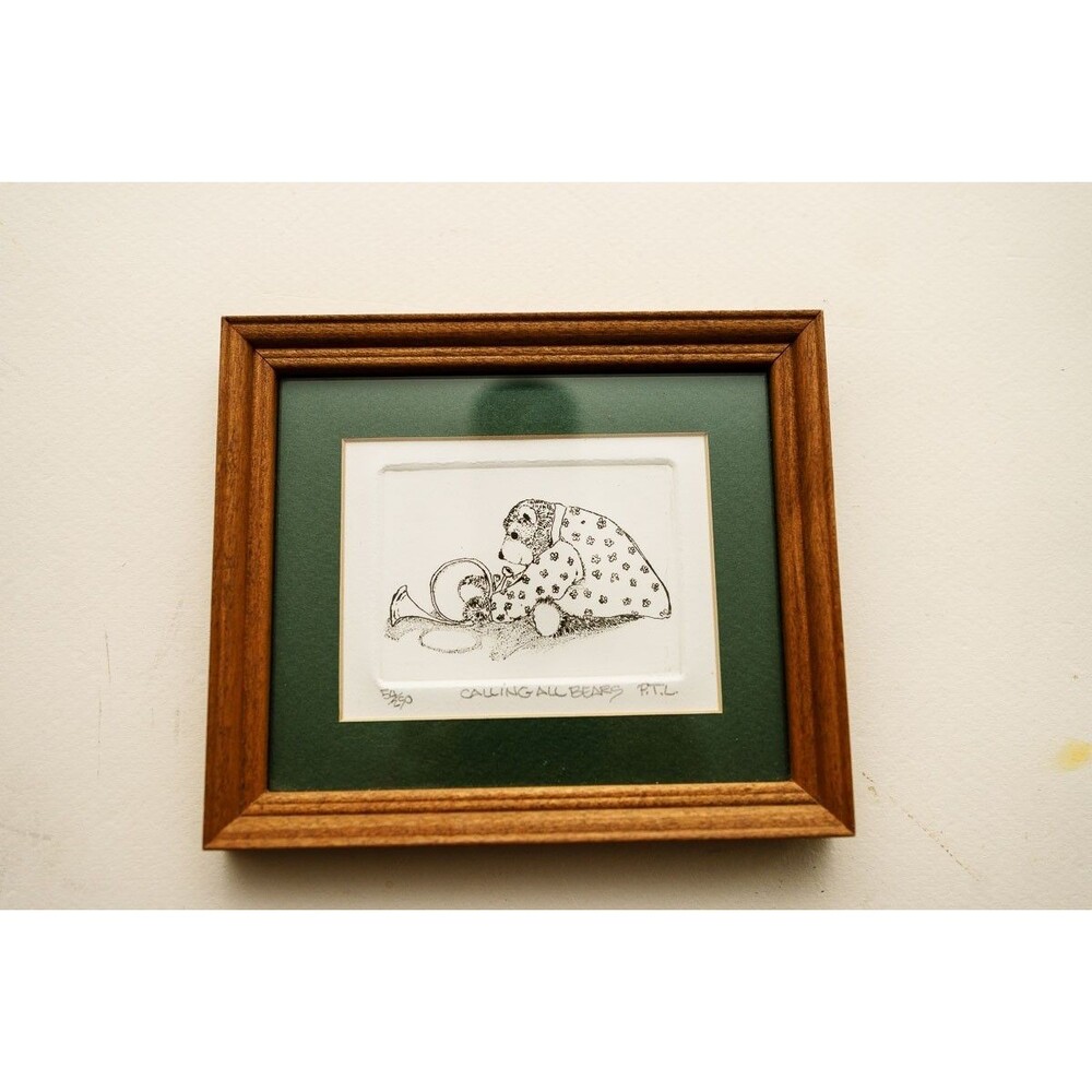 Calling all Bears Etching Print 6x7 numbered signed‎ 54/250 P.T.L. Nursery Art